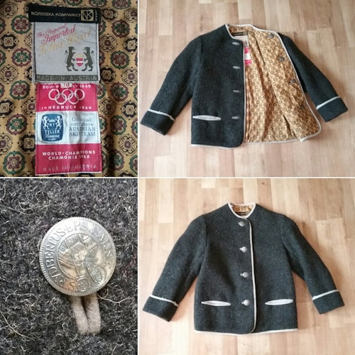 Vintage barnjacka ull NK Teller Coat Insbruck 1964
