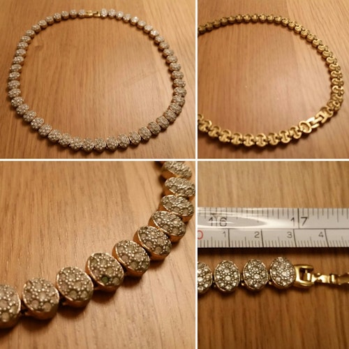 Retro vintage smycke bijouteri halsband stelare i präglad metall