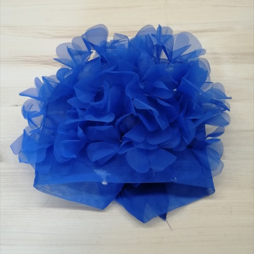Vintage badmössa papiljottskydd blå chiffong med blommor