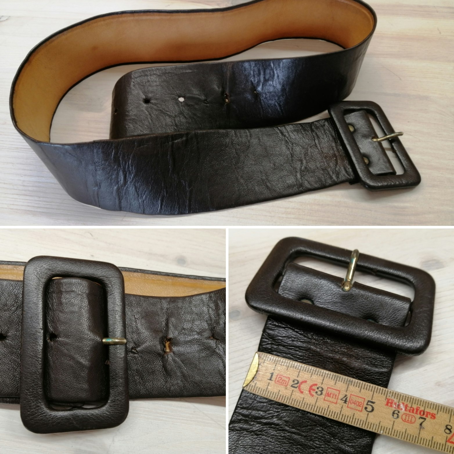 Vintage Skärp bälte brunt läder med klätt spänne - Vintage Corner Österlen