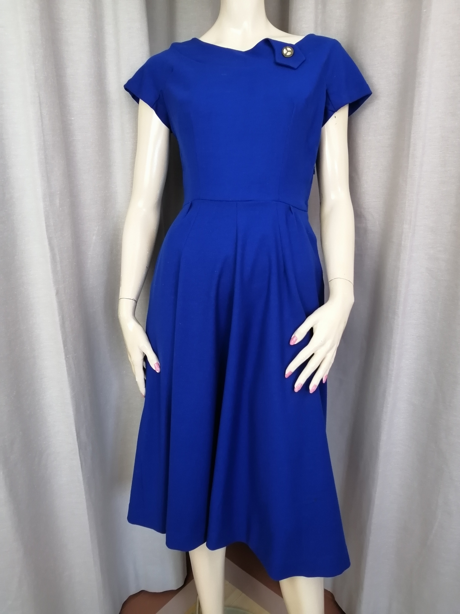 Vintage Kerema kornblå klänning vid kjol vacker skärning 5060-tal