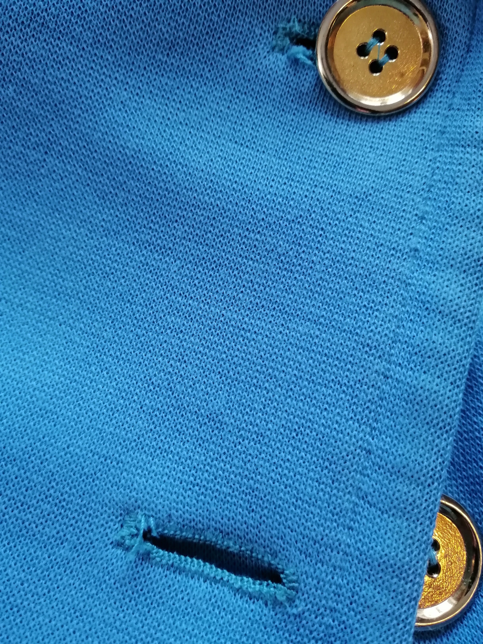Vintage ljusblå typ skepparkavaj jersey dubbla knappar guldf ofordrad