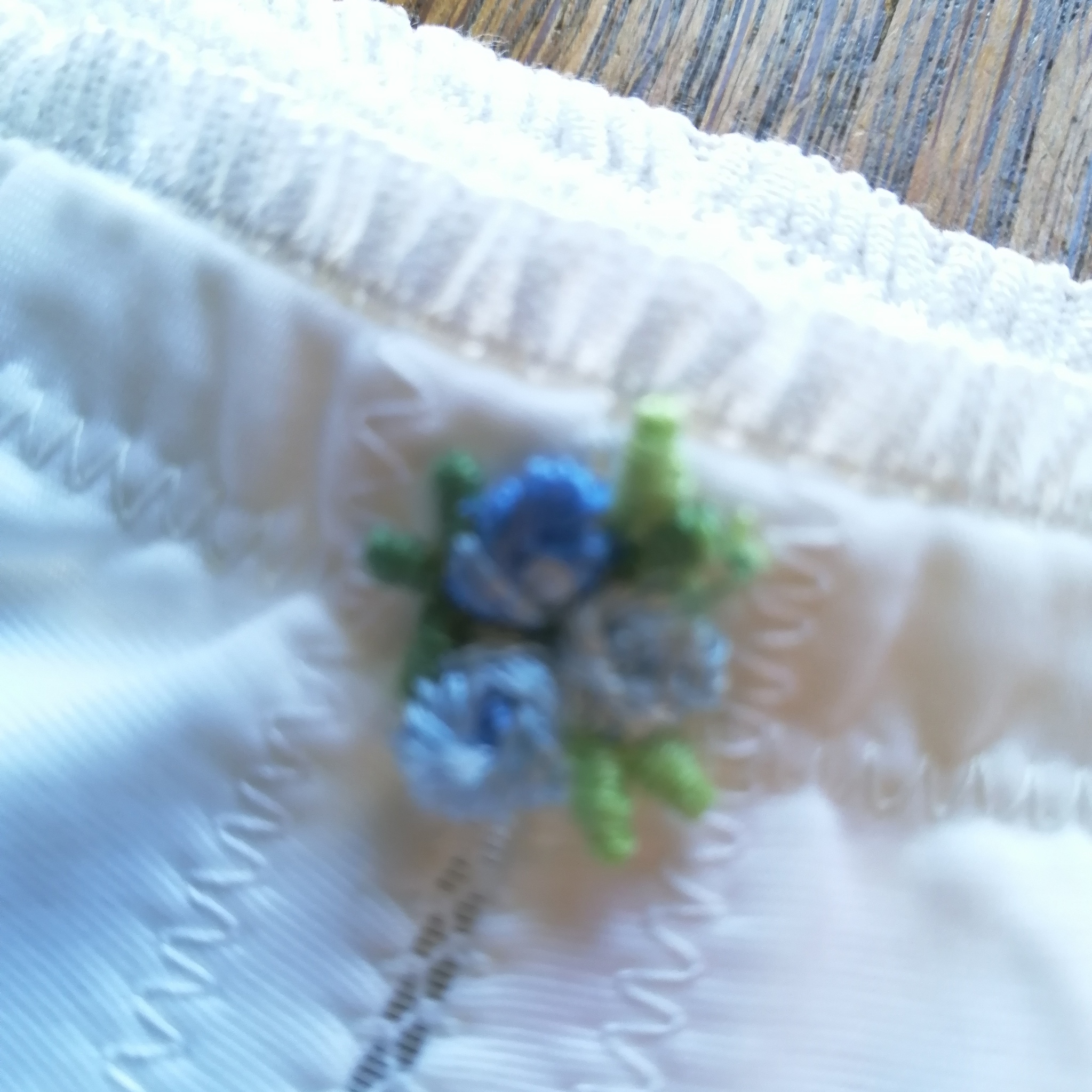Vintage 60-tal Grace gördel strumpebandshållare vit liten ljusblå blomma