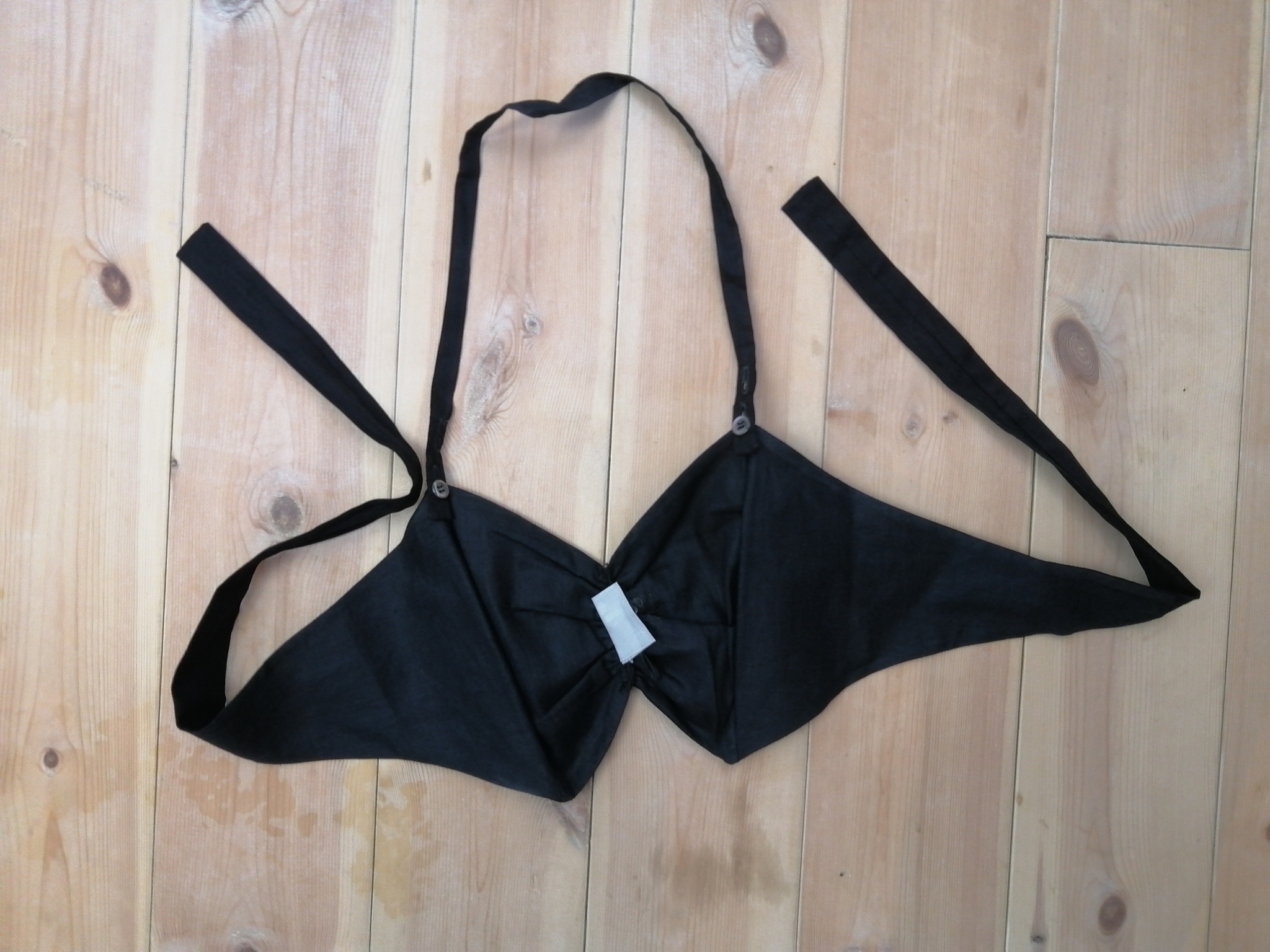 Vintage svart bikini-bh att sola i bomull Wahls 5060-tal knyts i ryggen