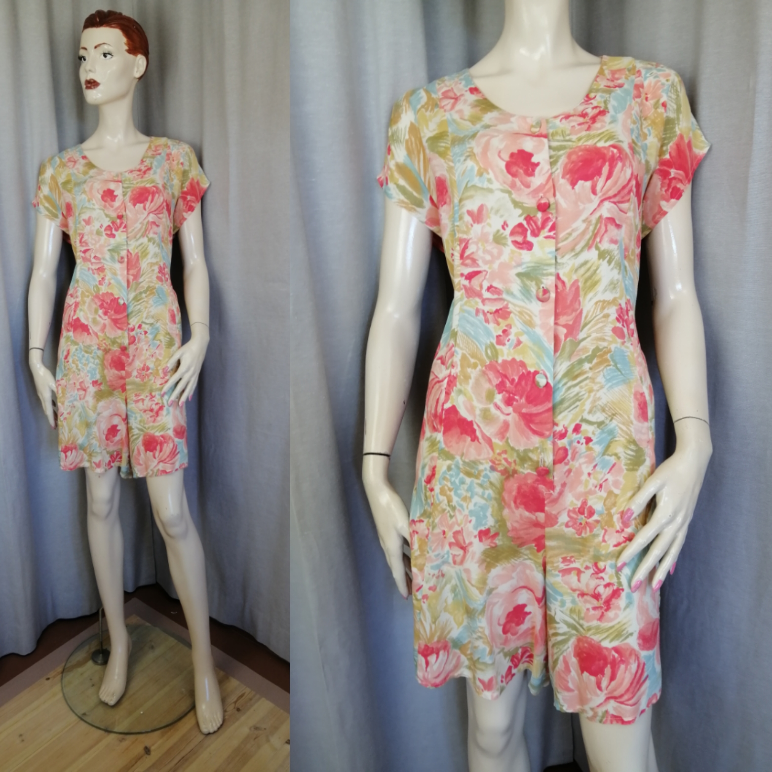 Vintage shorts-klänning sval sommardress i pastellfärger 80tal