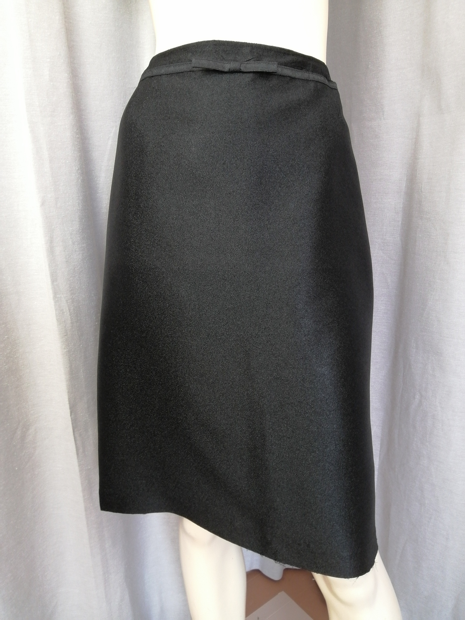 Vintage svart kort kjol med glitter söt rosett midjan oanvänd 60-tal