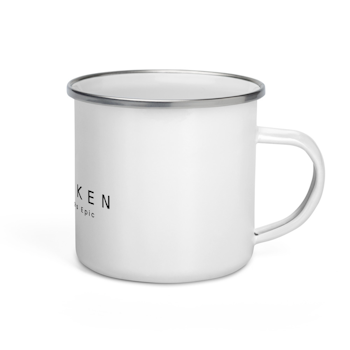 Resemugg i emalj och rostfritt stål