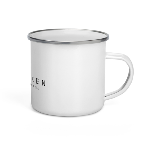 Resemugg i emalj och rostfritt stål