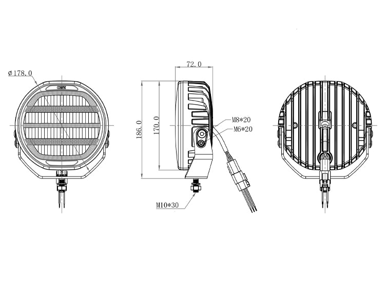 5-Pack OZZ XR2 P7 tum LED extraljus med kabelsats