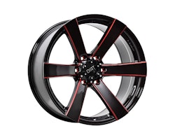 D91 Glossblack Red Stripe 9,5x20 6/114,3 ET18