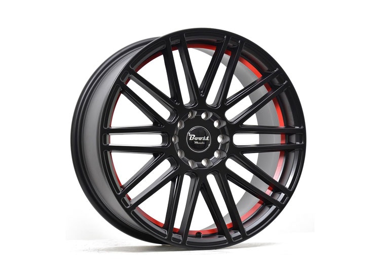 B362 Glossblack Red Stripe 8×18 5/127 5/120 ET38