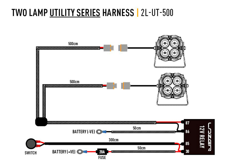 Lazer reläkabelsats för 2st extraljus i Utility serien