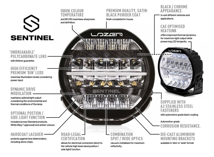 Lazer Sentinel 9 tums Vit LED extraljus