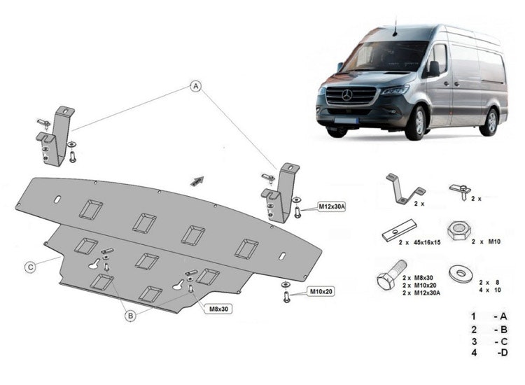 Underkörningsskydd / Hasplåt Mercedes Sprinter 2018+