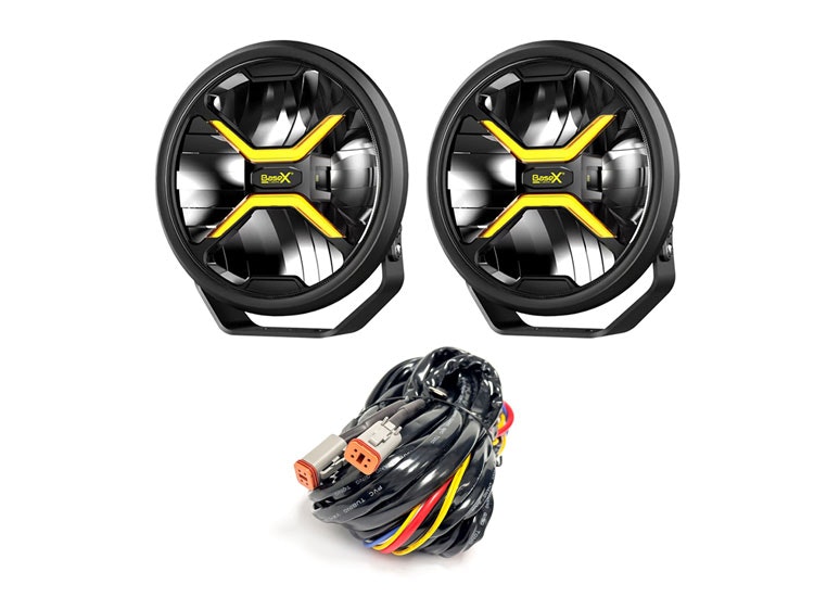 2-Pack BaseX Lights 9″ LED-extraljus med kabelsats