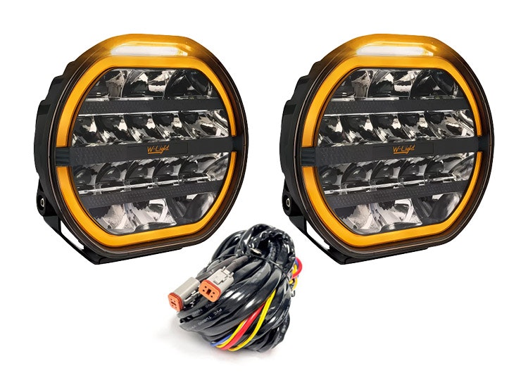 2-Pack W-Light Fury 9″ LED-extraljus med inbyggt blixtljus