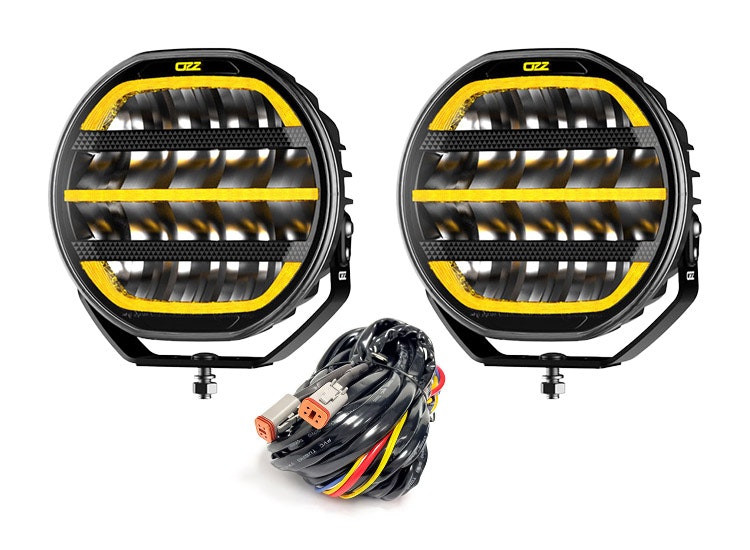2-Pack OZZ XR2 P9″ LED extraljus med kabelsats