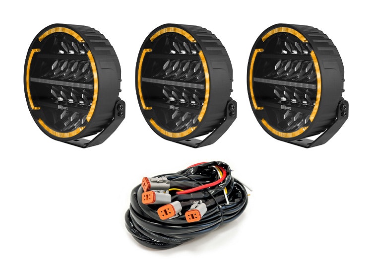 3-Pack BriodLights Olympus LED extraljus 9 tum med kabelsats