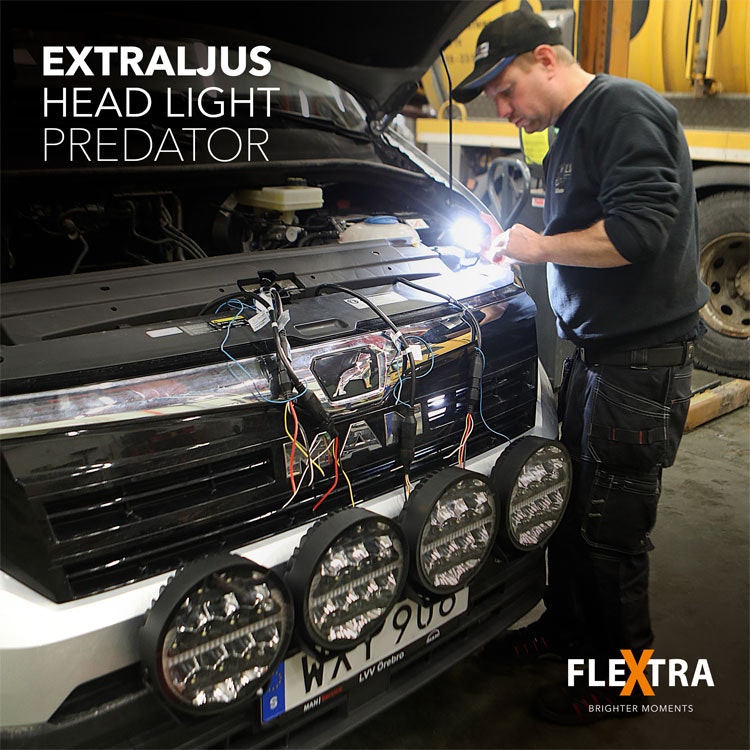 5-pack Predator 9 tum LED extraljus med kabelsats