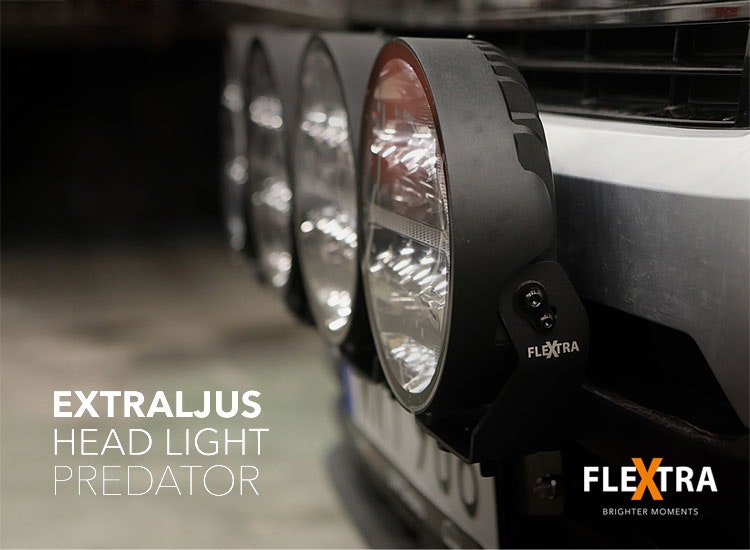 5-pack Predator 9 tum LED extraljus med kabelsats