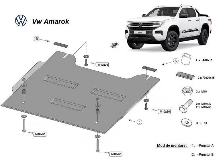 Underkörningsskydd Fördelningslåda VW Amarok 2023+