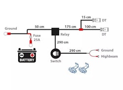 Extraljuskablage HD för 2st extraljus med DT-2 kontakt