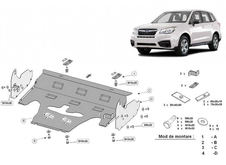 Underkörningsskydd Motor/Kylare Subaru Forester 4 2014-2018