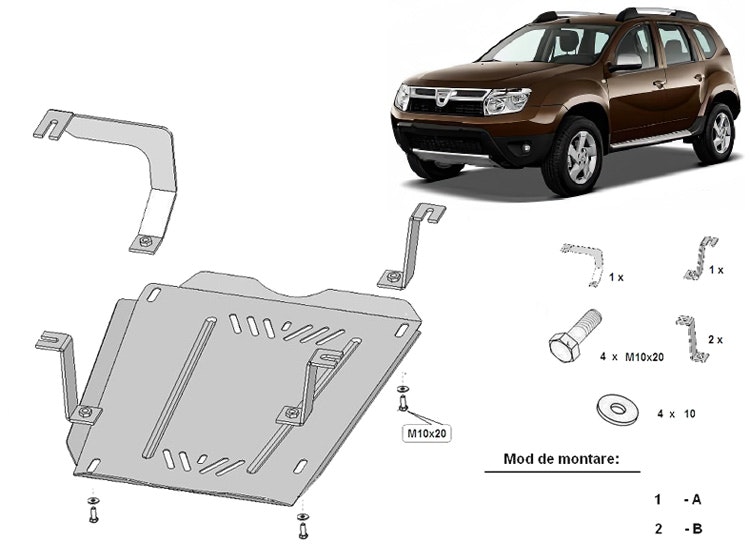 Underkörningsskydd Tank Aluminium Dacia Duster 2010+