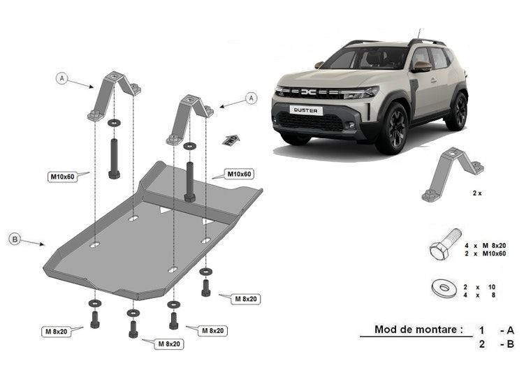 Underkörningsskydd Bakdifferential Aluminium Dacia Duster 4x4 2024+