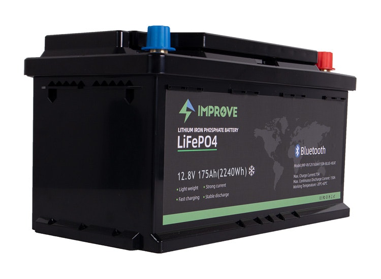 Litium batteri Improve 12V 175Ah (LiFePO4) Värme - Blåtand inkl. booster