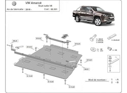 Underkörningsskydd växellåda, differential, fördelningslåda Volkswagen Amarok - V6 automat 2010-2022