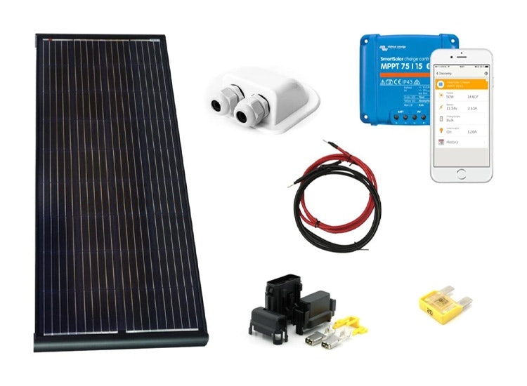 Off-Grid paket Husbild/Camper 200W solpanelskit + inverter + batteri