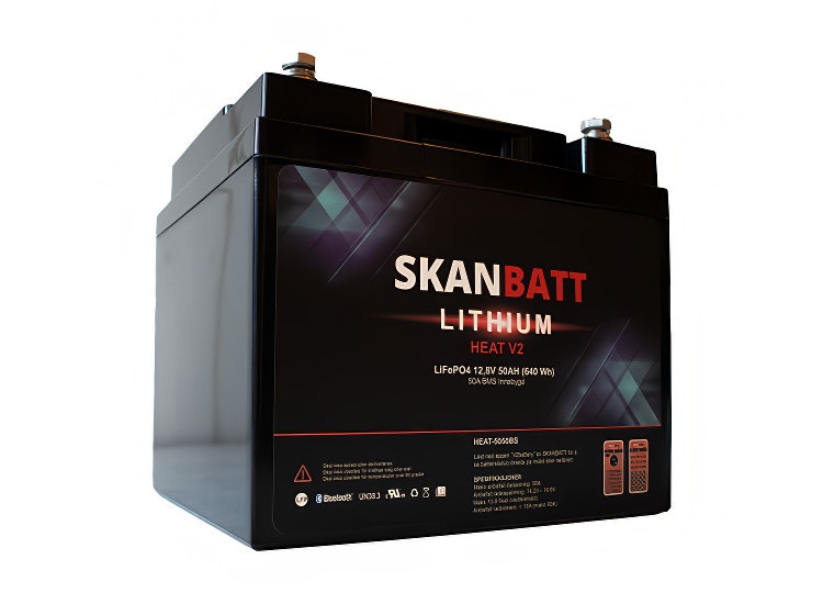 Litium HEAT Batteri Skanbatt V2 12V 50Ah 50A BMS