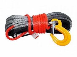 Syntetrep 6 mm x 15 m med krok & splits – Grå – 3,6T