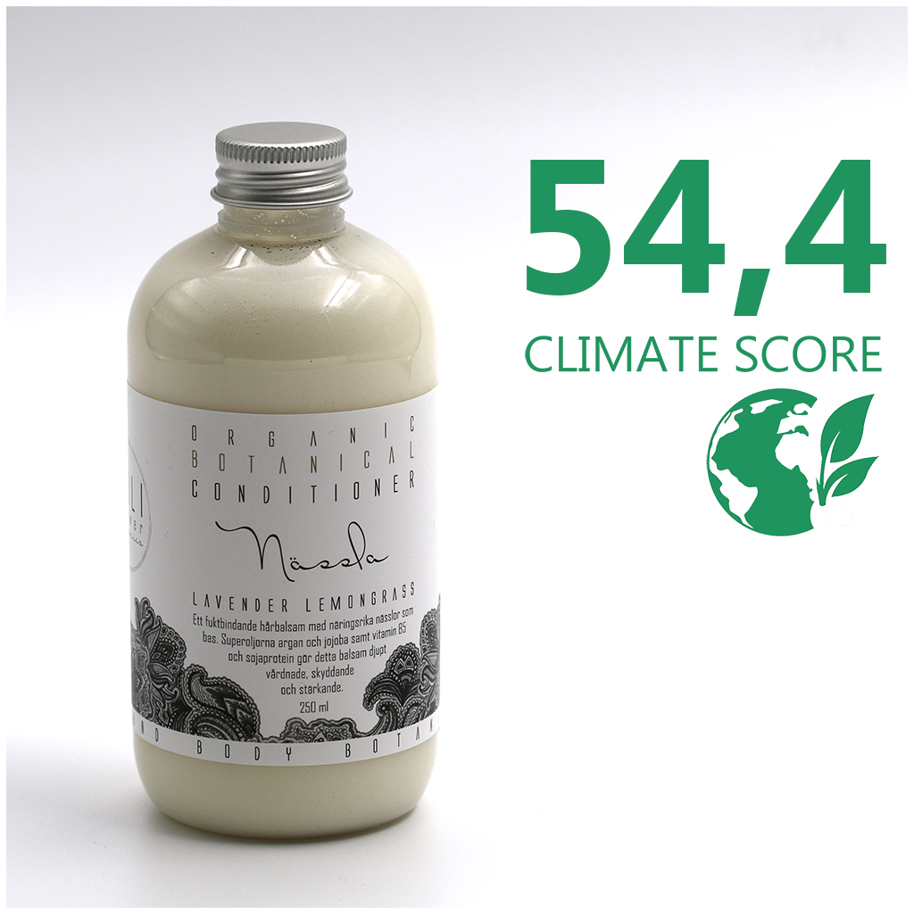 En flaska Kaliflower Organics Hair Conditioner Balsam - Nässla, Lavendel och Citrongräs 250 ml med Climate score 54