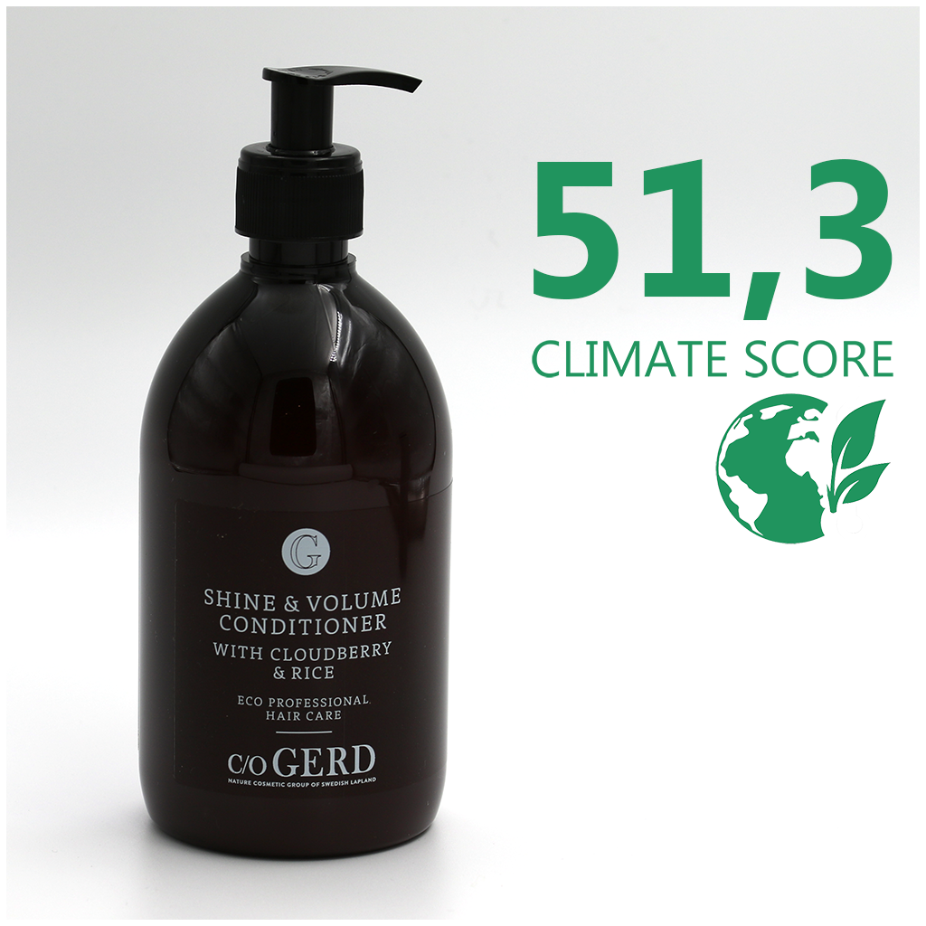 En flaska Care of GERD Shine & Volume Conditioner 500 ml med Climate score 51