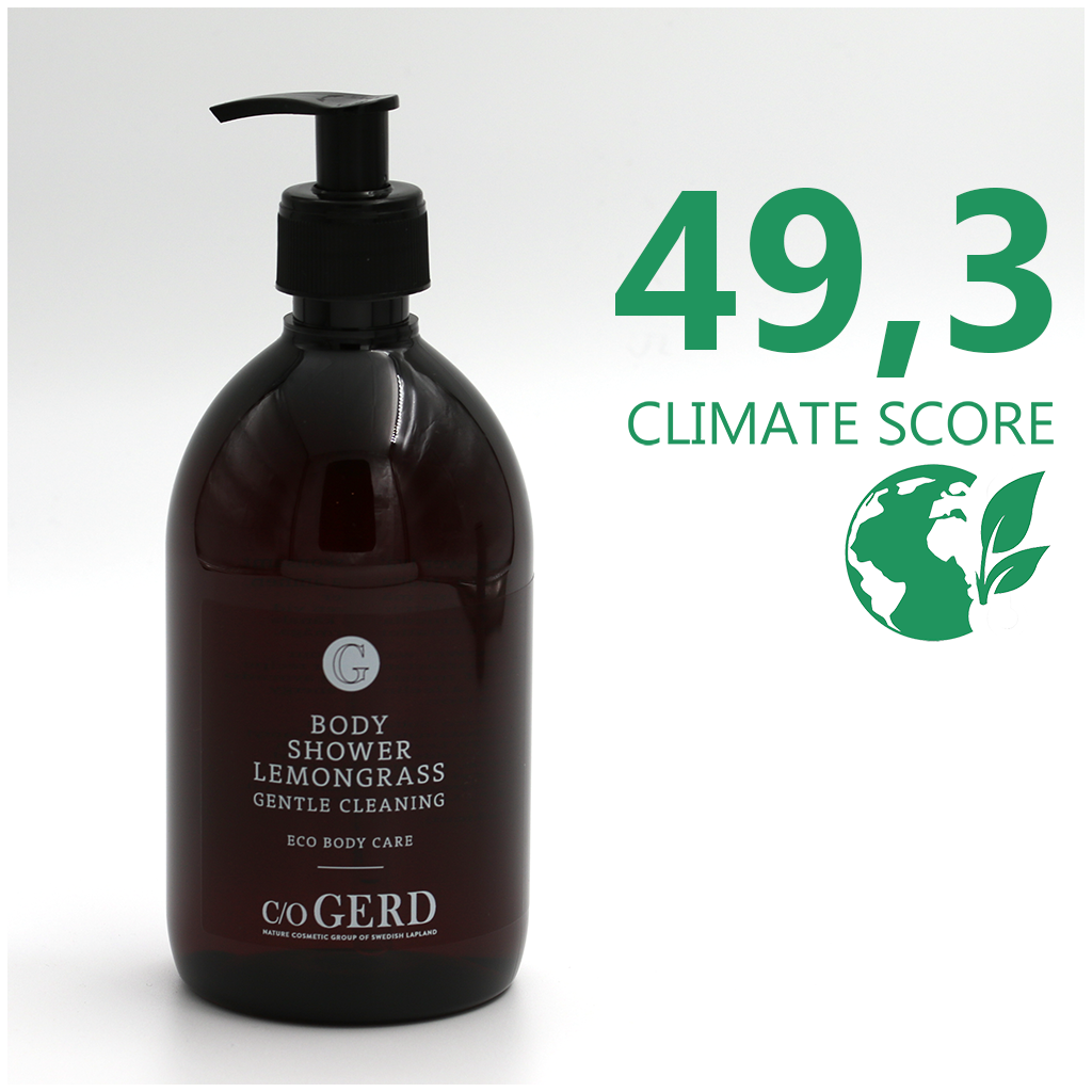En flaska Care of GERD Body Shower Lemongrass 500ml med Climatescore 49