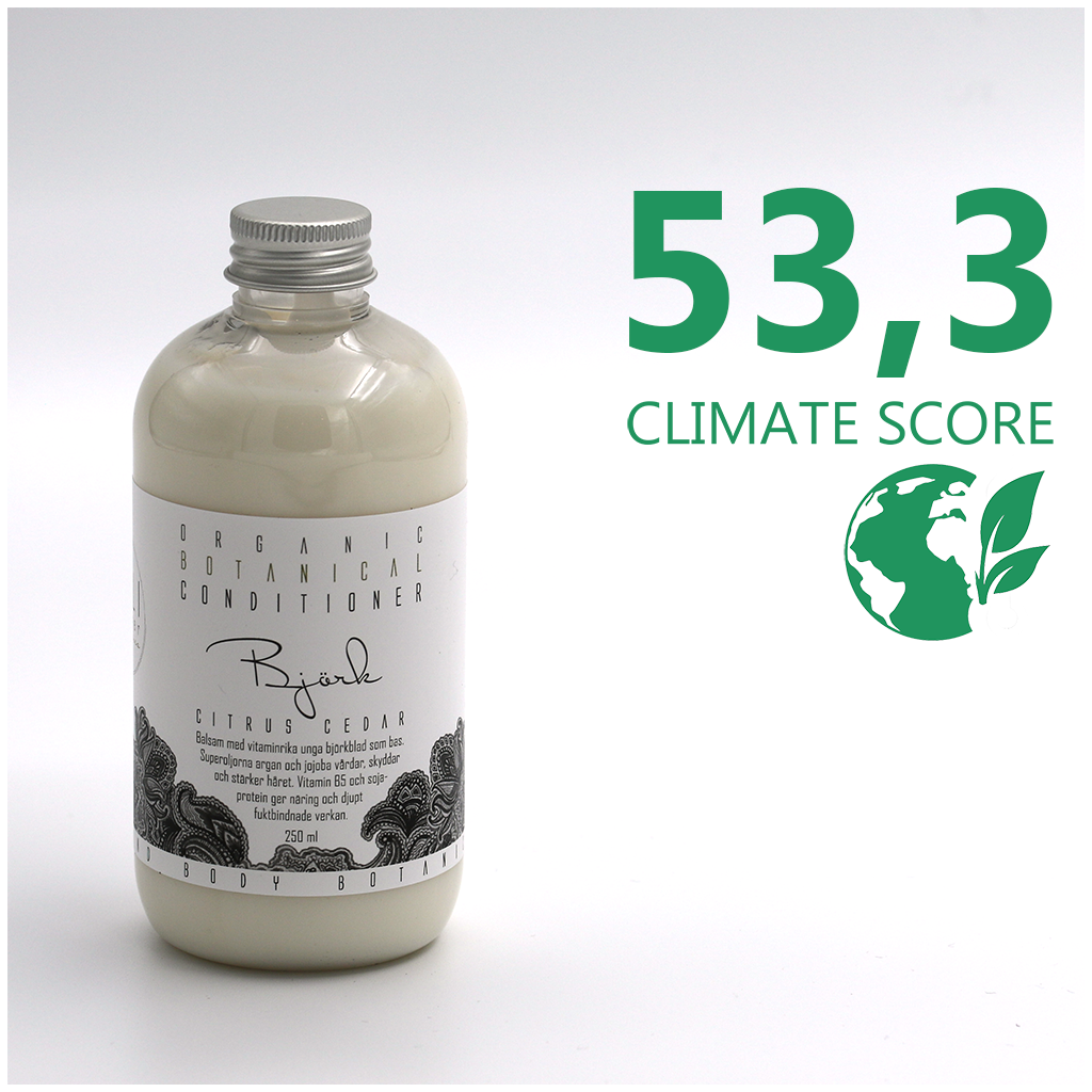 En flaska Kaliflower Organics Hair Conditioner Balsam - Björk, Citrus och Ceder 250 ml med Climate score 53