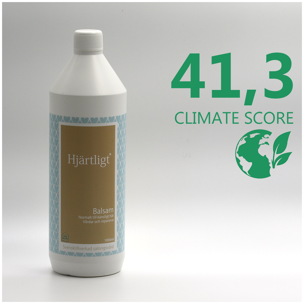 En flaska Hjärtligt Balsam 1000ml med Climate score 41