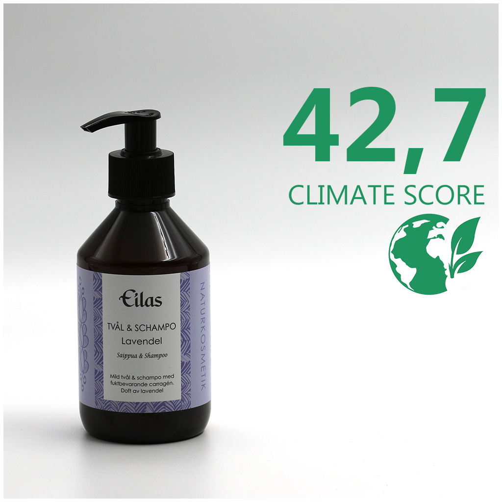En flaska Eilas Tvål & Schampo - Lavendel 260ml med Climate score 43