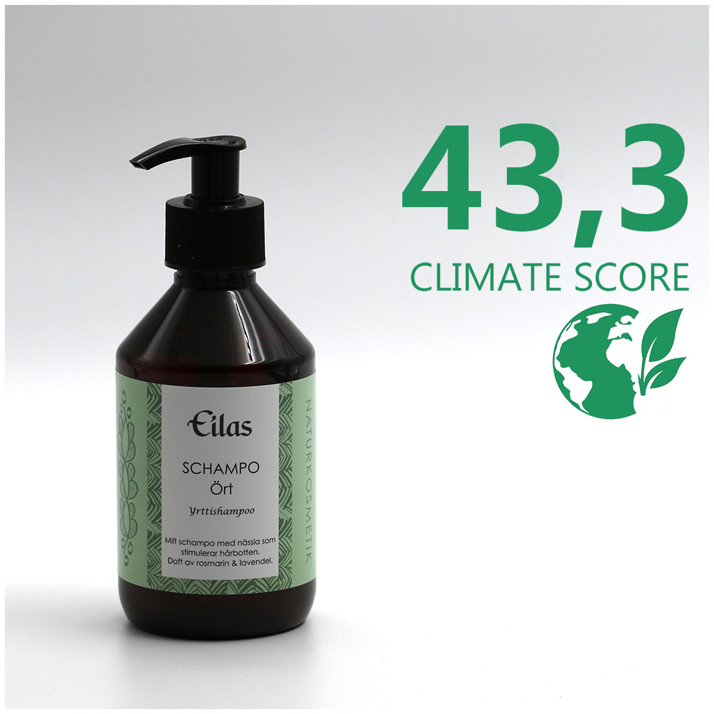 En flaska Eilas Schampo Ört 260ml med Climate score 43