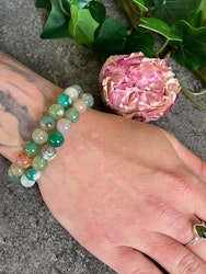 Grön blomsteragat armband, 8mm