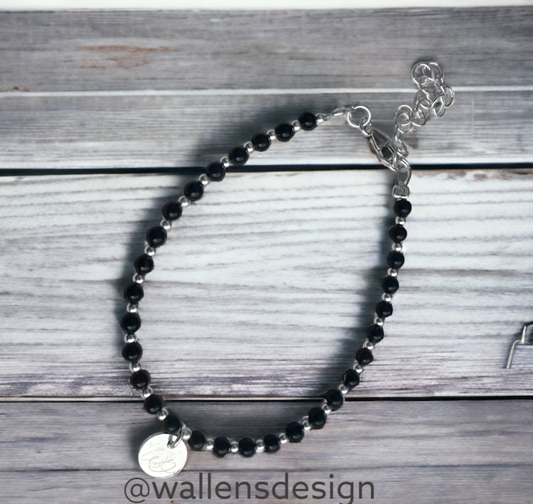 Kristallarmband - Jade, svart (tunt)