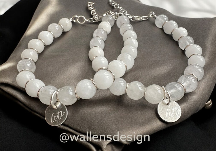Kristallarmband - Jade, vit