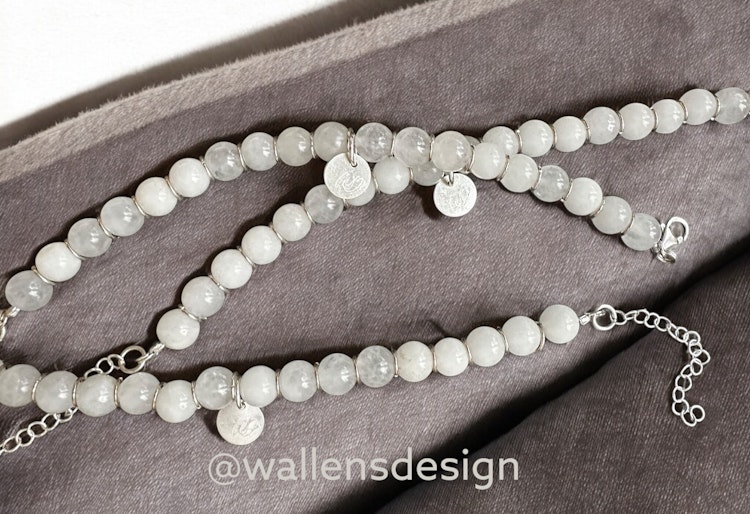 Kristallarmband - Jade, vit