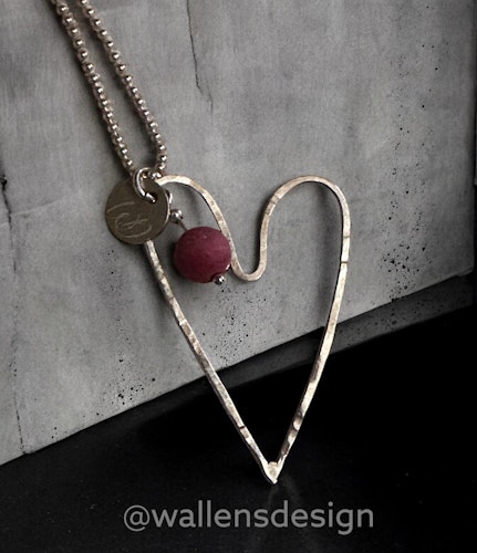 LOVE Original Silverhjärta med Rodonit (25*35 mm)