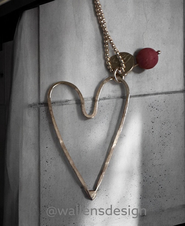 LOVE Original Silverhjärta med Rodonit (25*35 mm)