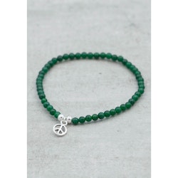 Silverarmband med grön agat & peacesymbol