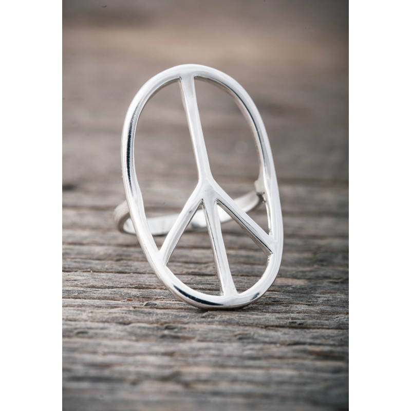 Silverring stor peace-oval
