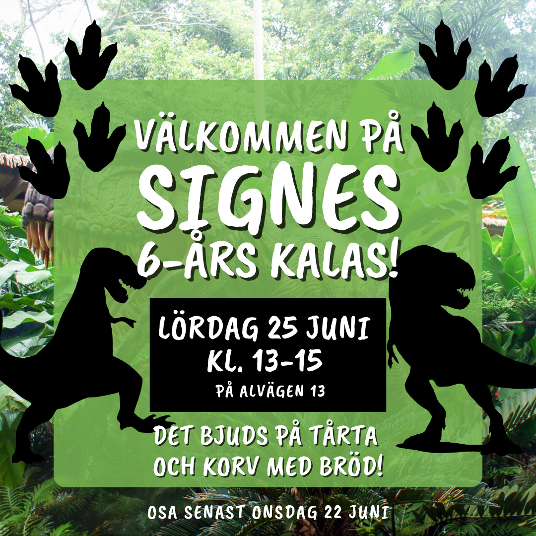 Digital kalasinbjudan - Tema Dinosaurie